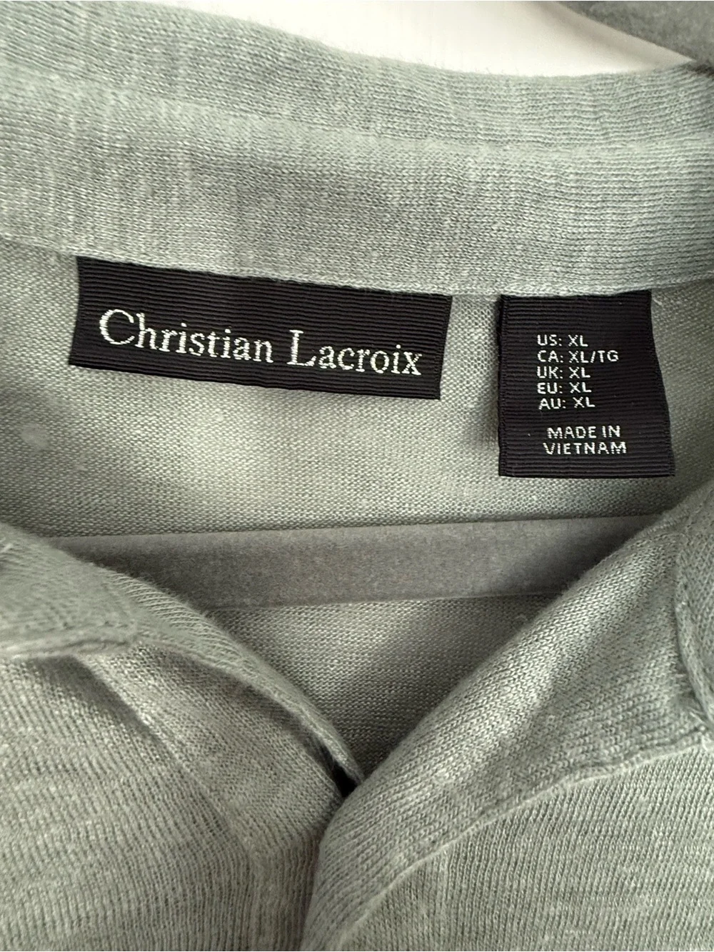 Christian Lacroix Men's Short Sleeve Polo-100% linen - Sage green- size Xl